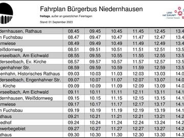 Fahrplan Bürgerbus 2023