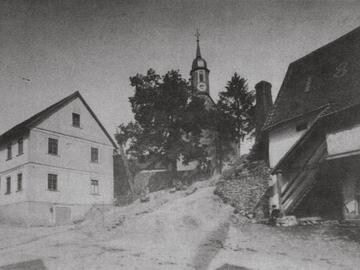 Rathaus um 1900 mit offenem Backes