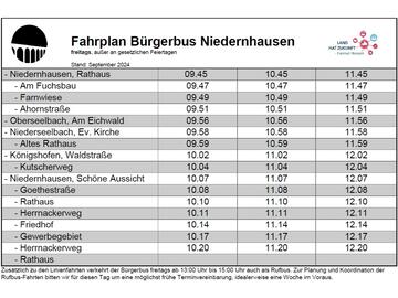 Fahrplan Bürgerbus 2024